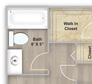 One bedroom floorplan layout